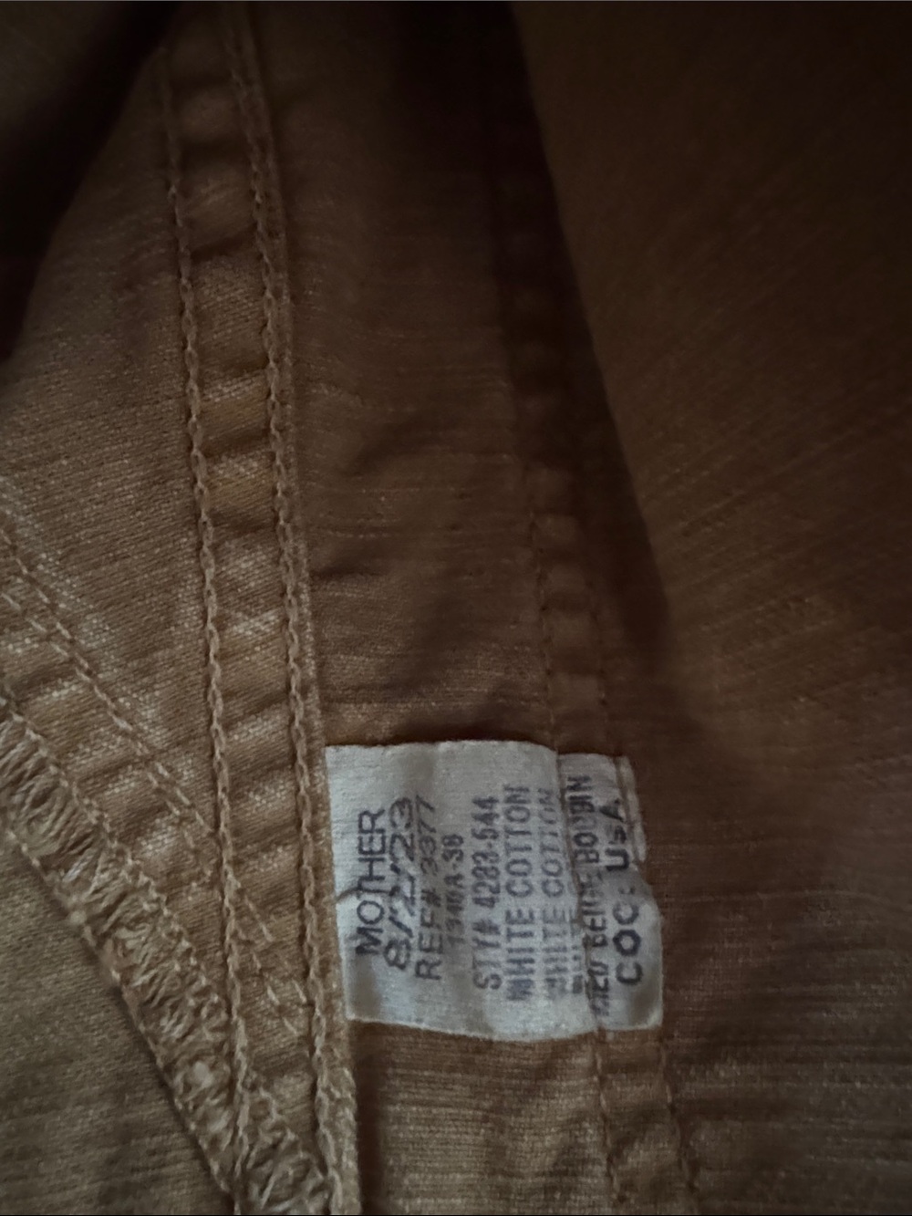 MOTHER DENIM Brown Canvas Work Jacket with Dark Brown Leather Collar - Picture 3 of 4